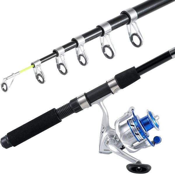 Fishing Pole Combo, 6.9ft 2Pcs Telescopic Rods Set, Collapsible Carbon Fiber Fishing Rods, 2PCS Spinning Reel Set with Carrier Bag Freshwater Fishing Rod and Reel Combos Kits - Image 3