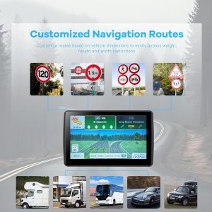 GPS Navigator for Car Truck RV, Latest 2025 Map 7 inch Touch Screen Car GPS, Support Voice Turn Direction Guidance/Speed and Red Light Warning/Custom Truck Routing (Black)