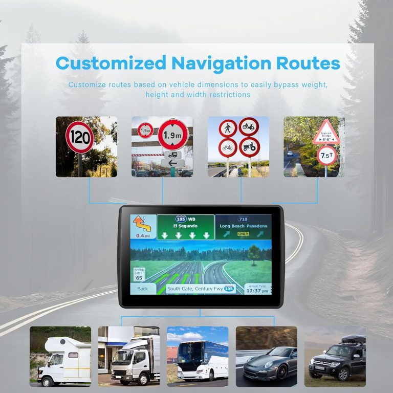 GPS Navigator for Car Truck RV, Latest 2025 Map 7 inch Touch Screen Car GPS, Support Voice Turn Direction Guidance/Speed and Red Light Warning/Custom Truck Routing (Black)