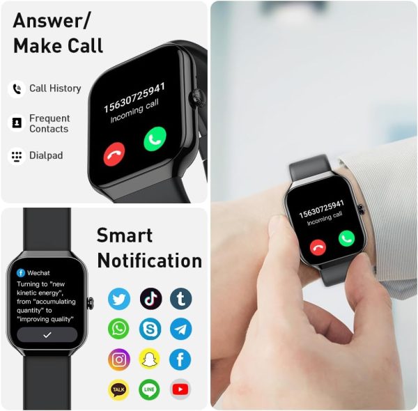 Smart Watch(Answer/Make Call), 2025 New Smartwatch for Men Women, 1.96" HD Fitness Watch with 110+ Sport Modes, Heart Rate, Sleep Monitor, Pedometer, IP68 Waterproof Activity Tracker for Android iOS - Image 3