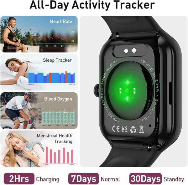 Smart Watch(Answer/Make Call), 2025 New Smartwatch for Men Women, 1.96" HD Fitness Watch with 110+ Sport Modes, Heart Rate, Sleep Monitor, Pedometer, IP68 Waterproof Activity Tracker for Android iOS - Image 4