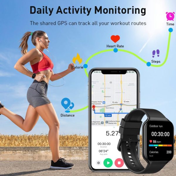 Smart Watch(Answer/Make Call), 2025 New Smartwatch for Men Women, 1.96" HD Fitness Watch with 110+ Sport Modes, Heart Rate, Sleep Monitor, Pedometer, IP68 Waterproof Activity Tracker for Android iOS - Image 5